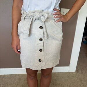 Beige Button-Front Paperbag Skirt – a father's love – Size M